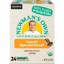 Newman's Own Organics K-Cup, Pod Coffee - Compatible with Keurig Brewer - American - Medium - K-Cup, Pod - Decaf, Special Blend - Kosher - Decaffeinated - 24 / Pack