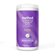 Method All-purpose Cleaning Wipes - French Lavender Scent - Pleasant Scent - Purple - 70/Tub - 1 Each