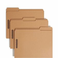 Smead 1/3 Tab Cut Letter Recycled Fastener Folder - 8 1/2" x 11" - 3/4" Expansion - 2 x 2K Fastener(s) - 2" for Folder - Top Tab Location - Assorted Tab Position - 11 pt. - 2 Plys - Kraft - Reinforced Tab - 10% Recycled - 50 / Box