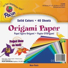 Pacon Origami Paper - Art, Craft - 9" Height x 9" Width - Assorted - 40 / Pack