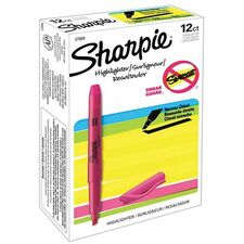 Sharpie Highlighter - Pocket - Chisel Marker Point - Fluorescent Pink Ink - 12 / Box