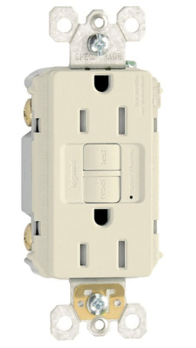 Pass & Seymour radiant Series 1597TRLACCD4 GFCI Duplex Receptacle, Nylon, Light Almond, 2-Pole, 15 A, 125 VAC