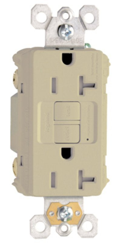Pass & Seymour radiant Series 2097TRLACCD4 GFCI Duplex Receptacle, Nylon, Light Almond, 2-Pole, 20 A