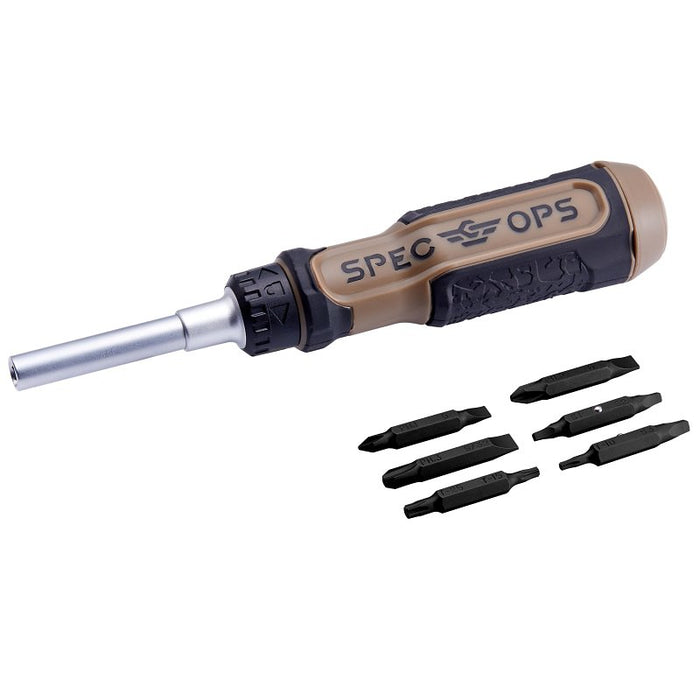 Spec Ops SPEC-SRM-1 12-in-1 Ratcheting Screwdriver, Polypropylene/TPR Handle, Magnetic