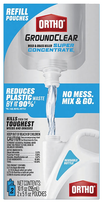Ortho GroundClear Series 4656705 Weed and Grass Killer Super Concentrate Refill, Liquid, Dark Brown, 5 oz Pouch