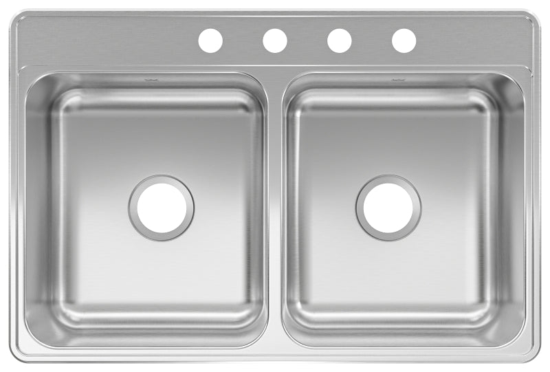 Kindred CDLA3322-7-4N Kitchen Sink, 15 in W Bowl, 7 in D Bowl, 17 in H Bowl, 4-Faucet Hole, 33 in OAW, 22 in OAH