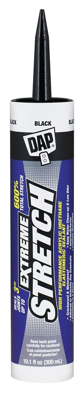 DAP EXTREME STRETCH 7079818713 Premium Elastomeric Sealant, Black, 24 hr Curing, 40 to 100 deg F, 10.1 fl-oz Cartridge