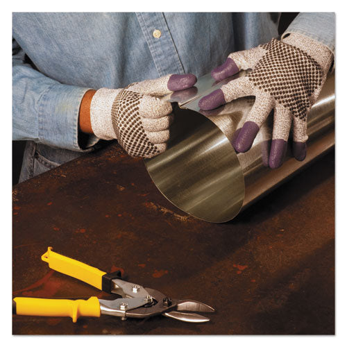 G60 PURPLE NITRILE Cut-Resistant Gloves, EN388: 4340, 9.45" Long, Large (Size 9), Black/White, 12 Pairs/Carton