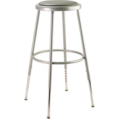 6400 Series Height Adjustable Heavy Duty Vinyl Padded Steel Stool, Supports 500 lb, 25" to 33" Seat Height, Gray Seat/Base