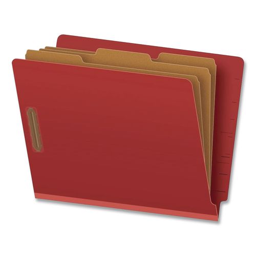 Pendaflex Letter Recycled Classification Folder - 8 1/2" x 11" - 3 1/2" Expansion - 2 Fastener(s) - 2" for Folder, 1" for Divider - 3 Divider(s) - 25 pt. - Pressboard, Tyvek - Red - Durable, Tab - 60% Recycled - 10 / Box