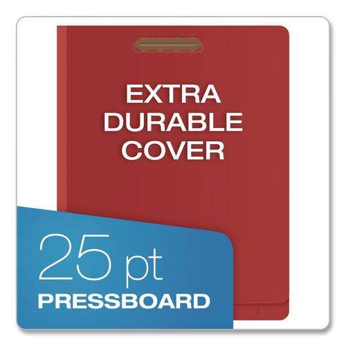 Pendaflex Letter Recycled Classification Folder - 8 1/2" x 11" - 3 1/2" Expansion - 2 Fastener(s) - 2" for Folder, 1" for Divider - 3 Divider(s) - 25 pt. - Pressboard, Tyvek - Red - Durable, Tab - 60% Recycled - 10 / Box