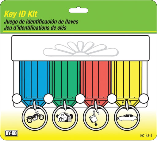 Hy-Ko KC143-4 Key Identification Tag Kit, 5.5 in H x 6 in W x 0.64 in D Dimensions, Plastic, 4/PK