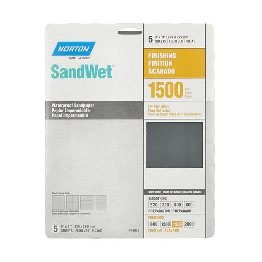 Norton Black Ice 07660748053 Abrasive Sheet, 11 in L, 9 in W, Ultra Fine, 1500 Grit, Silicon Carbide Abrasive