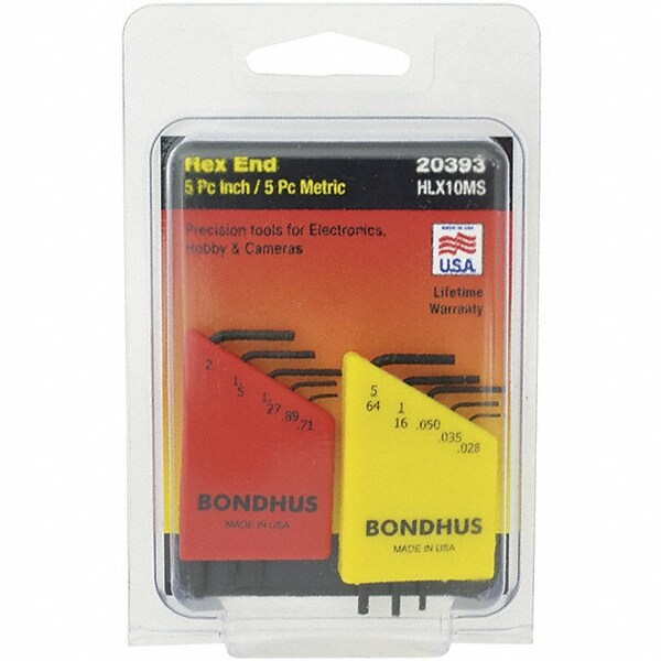 Bondhus Clamshell 20393 "L" Hex Key Sets Inch