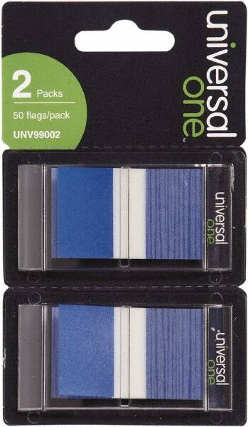 Universal Page Flags, Blue, 50 Flags/Dispenser, 2 Dispensers/Pack - DS UNV99002