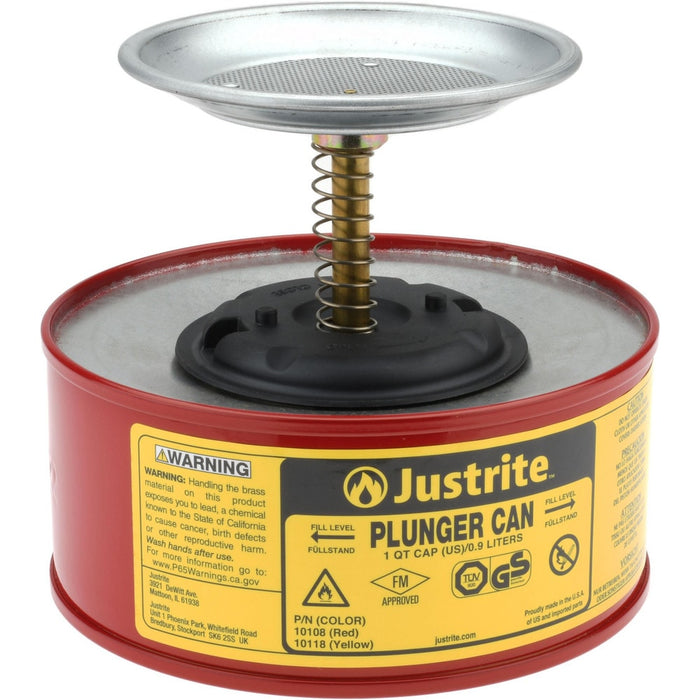 Justrite. 10108 Cans, Plunger/Bench