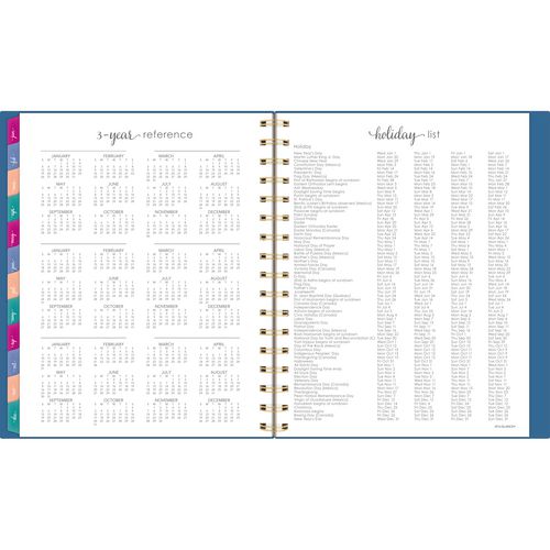 Harmony Weekly/monthly Poly Planner, 8.88 X 7.69, Blue/gold Cover, 13-month (jan To Jan): 2025 To 2026