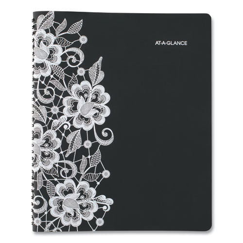 Lacey Weekly Block Format Professional Appointment Book, Lacey Artwork, 11 X 8.5, Black/white, 13-month: Jan 2025 To Jan 2026