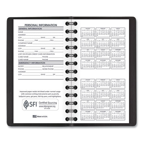 Weekly Planner, 4.5 X 2.5, Black Cover, 12-month (jan To Dec): 2025