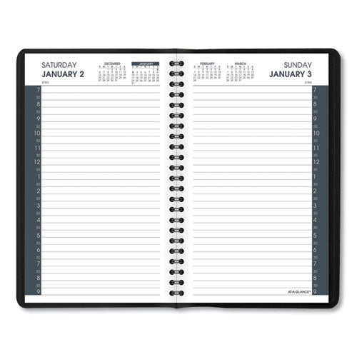 Daily Appointment Book With 30-minute Appointments, 8 X 5, Black Cover, 12-month (jan To Dec): 2025