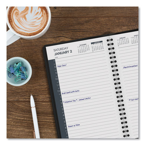 Daily Appointment Book With 30-minute Appointments, 8 X 5, Black Cover, 12-month (jan To Dec): 2025