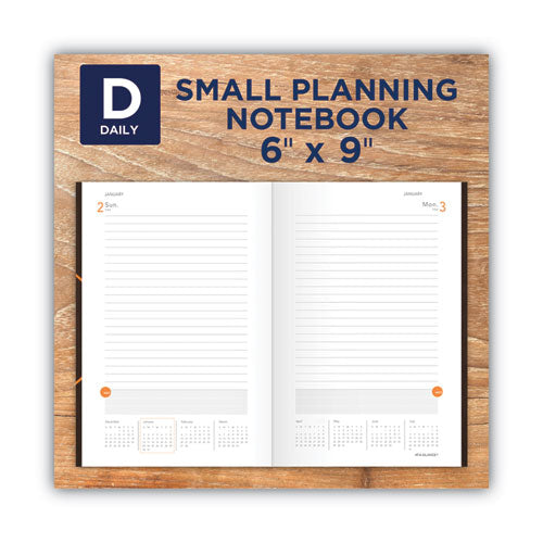 One-day-per-page Planning Notebook, 9 X 6, Dark Brown/orange Cover, 12-month (jan To Dec): 2025