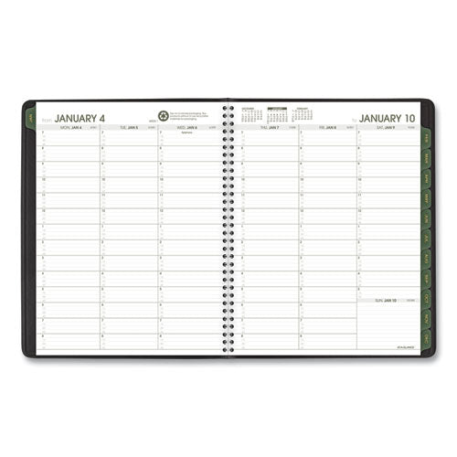 Recycled Weekly Vertical-column Format Appointment Book, 11 X 8.25, Black Cover, 12-month (jan To Dec): 2025