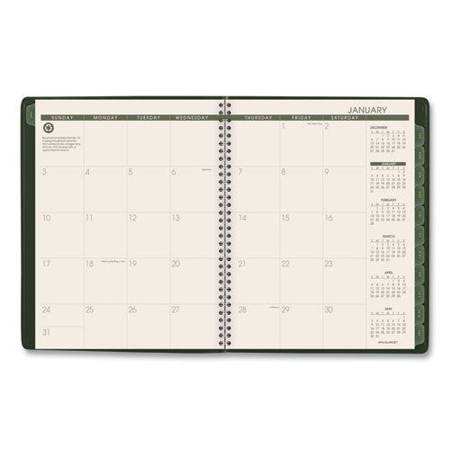 Recycled Weekly Vertical-column Format Appointment Book, 11 X 8.25, Green Cover, 12-month (jan To Dec): 2025