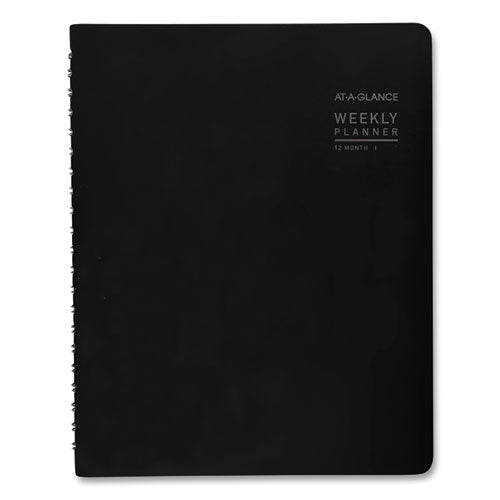 Contemporary Weekly/monthly Planner, Vertical-column Format, 11 X 8.25, Black Cover, 12-month (jan To Dec): 2025