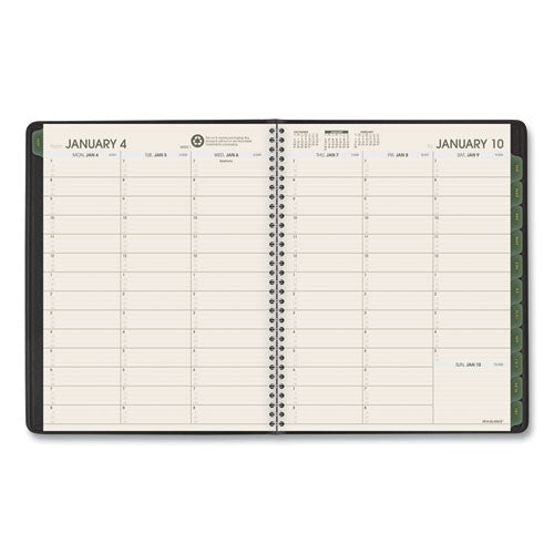 Recycled Weekly Vertical-column Format Appointment Book, 8.75 X 7, Black Cover, 12-month (jan To Dec): 2025