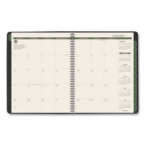 Recycled Weekly Vertical-column Format Appointment Book, 8.75 X 7, Black Cover, 12-month (jan To Dec): 2025