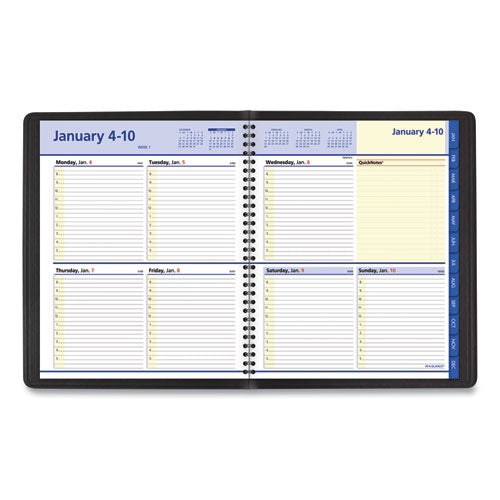 Quicknotes Weekly Block Format Appointment Book, 10 X 8, Black Cover, 12-month (jan To Dec): 2025