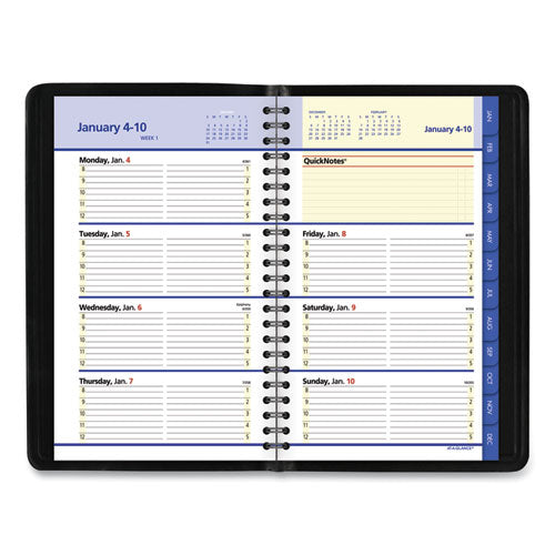 Quicknotes Weekly Block Format Appointment Book, 8.5 X 5.5, Black Cover, 12-month (jan To Dec): 2025