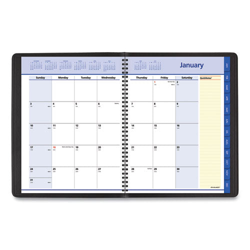 Quicknotes Monthly Planner, 11 X 8.25, Black Cover, 12-month (jan To Dec): 2025