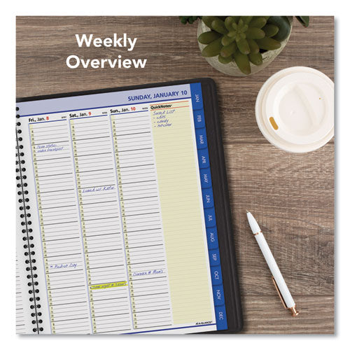 Quicknotes Weekly Vertical-column Format Appointment Book, 11 X 8.25, Black Cover, 12-month (jan To Dec): 2025