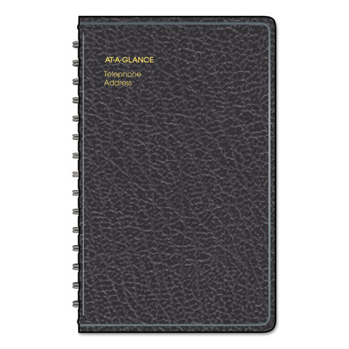 Telephone/address Book, 4.78 X 8, Black Simulated Leather, 100 Sheets