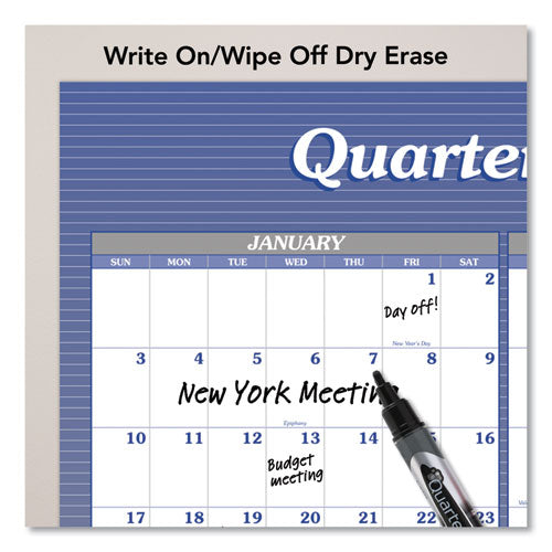 Vertical/horizontal Erasable Quarterly/monthly Wall Planner, 24 X 36, White/blue Sheets, 12-month (jan To Dec): 2025