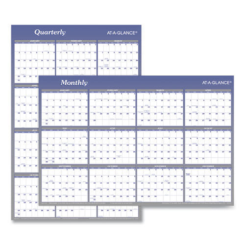 Vertical/horizontal Erasable Quarterly/monthly Wall Planner, 24 X 36, White/blue Sheets, 12-month (jan To Dec): 2025