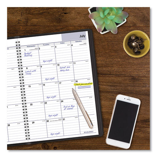 Dayminder Monthly Planner, Academic Year, Ruled Blocks, 12 X 8, Black Cover, 14-month (july To Aug): 2024 To 2025