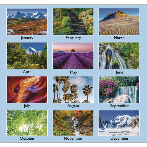 Scenic Monthly Wall Calendar, Landscape Photography, 12 X 17, White/multicolor Sheets, 12-month (jan To Dec): 2025