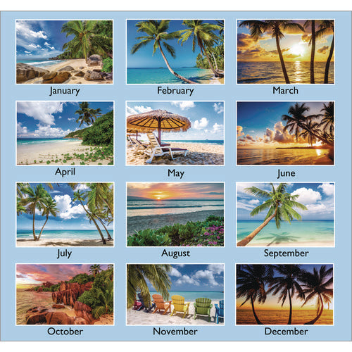 Tropical Escape Wall Calendar, Tropical Escape Photography, 15 X 12, Pale Blue/multicolor Sheets, 12-month (jan To Dec): 2025