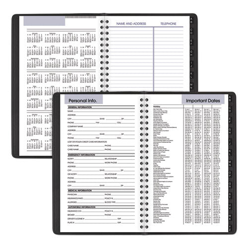 Dayminder Block Format Weekly Appointment Book, Tabbed Telephone/add Section, 8.5 X 5.5, Black, 12-month (jan To Dec): 2025