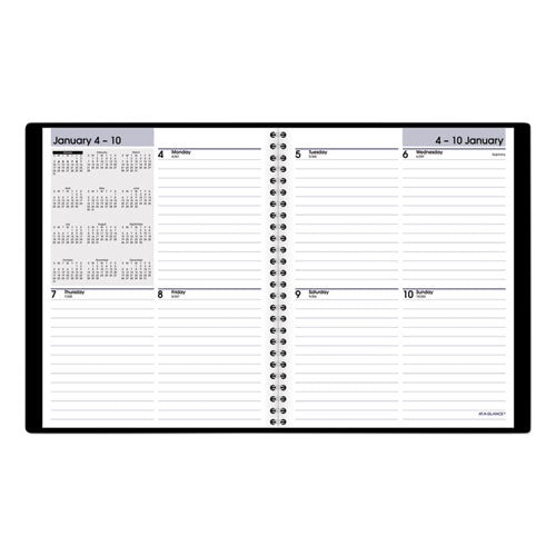 Dayminder Open-schedule Weekly Appointment Book, 8.75 X 7, Black Cover, 12-month (jan To Dec): 2025