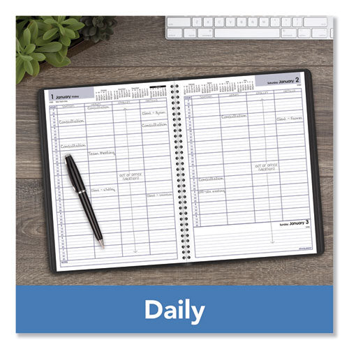 Dayminder Four-person Group Daily Appointment Book, 11 X 8, Black Cover, 12-month (jan To Dec): 2025