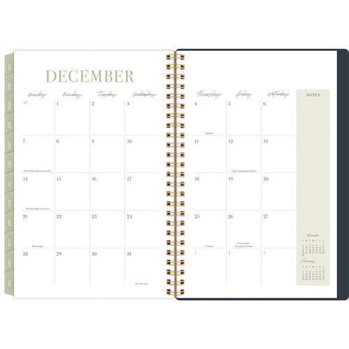 Leah Bisch Weekly/monthly Floral Planner, Floral Artwork, 8.5" X 6.38", Blue/white/gold Cover, 12-month (jan To Dec): 2025