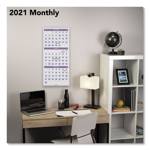 Deluxe Three-month Reference Wall Calendar, Vertical Orientation, 12 X 27, White Sheets, 14-month: Dec 2024 To Jan 2026