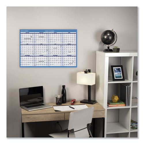 Horizontal Reversible/erasable Wall Planner, 36 X 24, White/blue Sheets, 12-month (jan To Dec): 2025