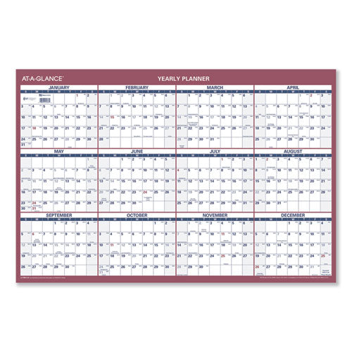 Vertical/horizontal Wall Calendar, 24 X 36, White/blue/red Sheets, 12-month (jan To Dec): 2025