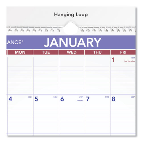 Monthly Wall Calendar With Ruled Daily Blocks, 12 X 17, White Sheets, 12-month (jan To Dec): 2025