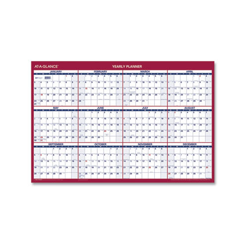 Erasable Vertical/horizontal Wall Planner, 24 X 36, White/blue/red Sheets, 12-month (jan To Dec): 2025